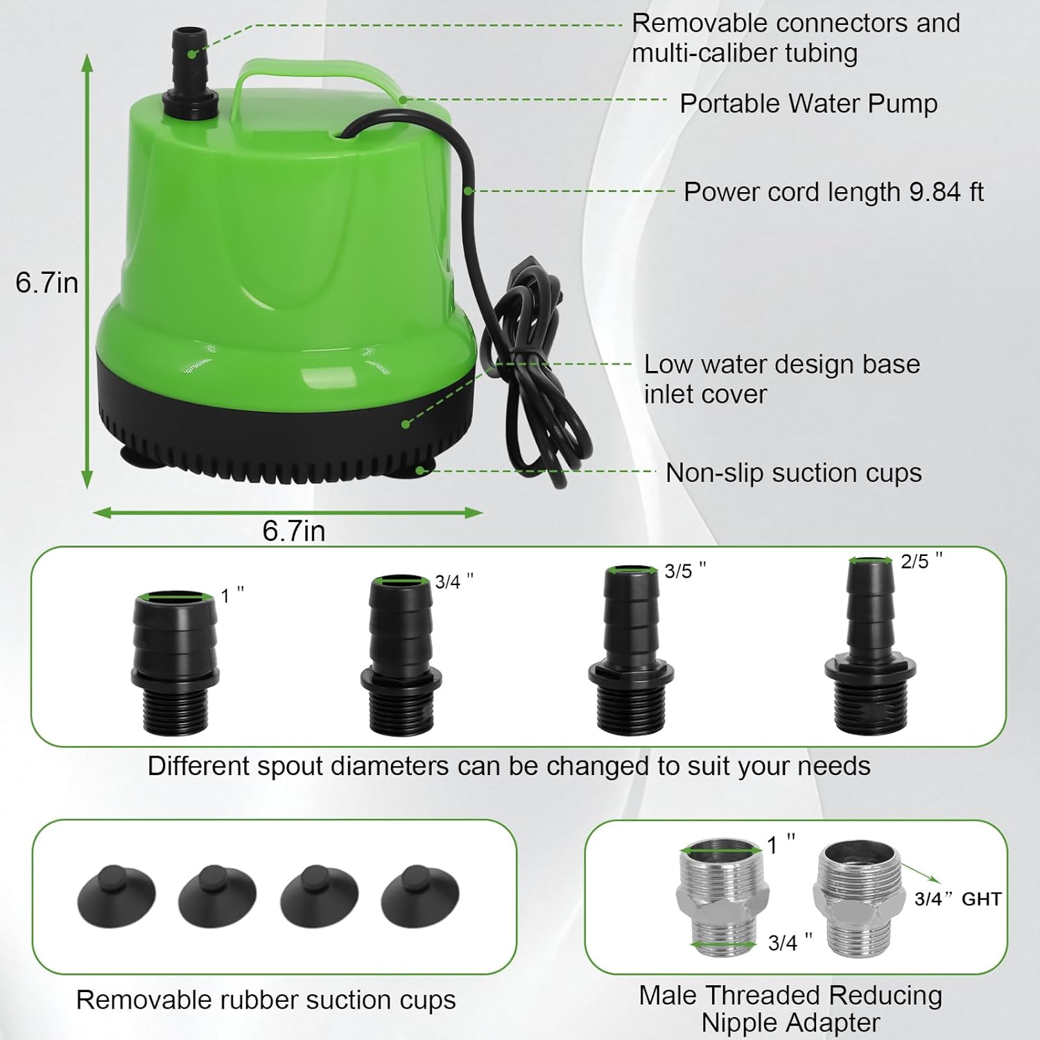Tankless Water Heater Flushing Kit, Includes 1/6HP Submersible Utility Pump with Adapter, 2 x 6FT x 3/4"GHT Hose, 3 Gallon Pail with Bucket Lid Opener, Efficient Cleaning Hot Water Heater Flush Kit