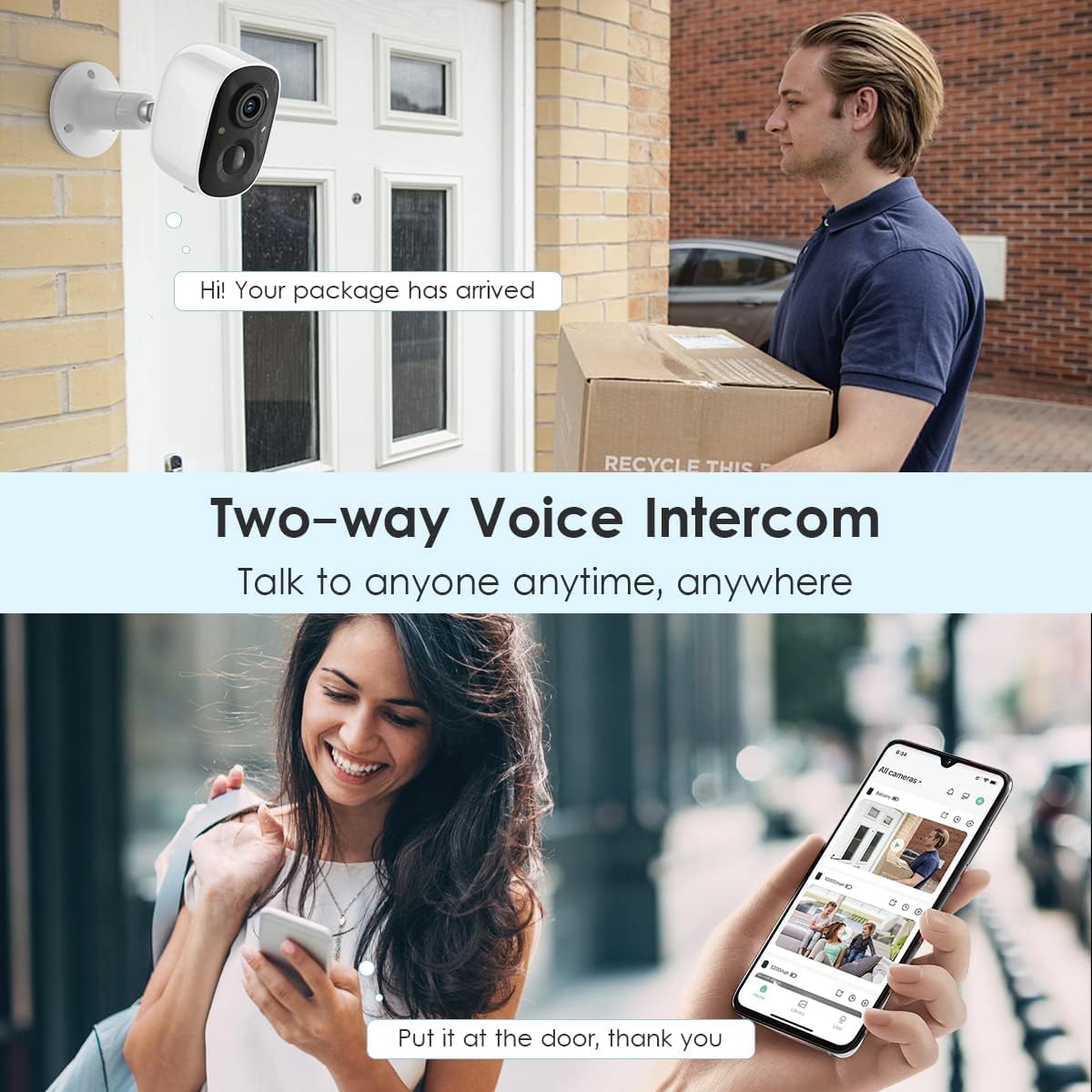 GMK Überwachungskameras, kabellos, 2K batteriebetriebene Kameras für Zuhause, Farbnachtsicht, Bewegungserkennung, 2-Wege-Talk, IP65 wasserdicht, Fernzugriff, Cloud/SD-Speicher, 2er-Pack