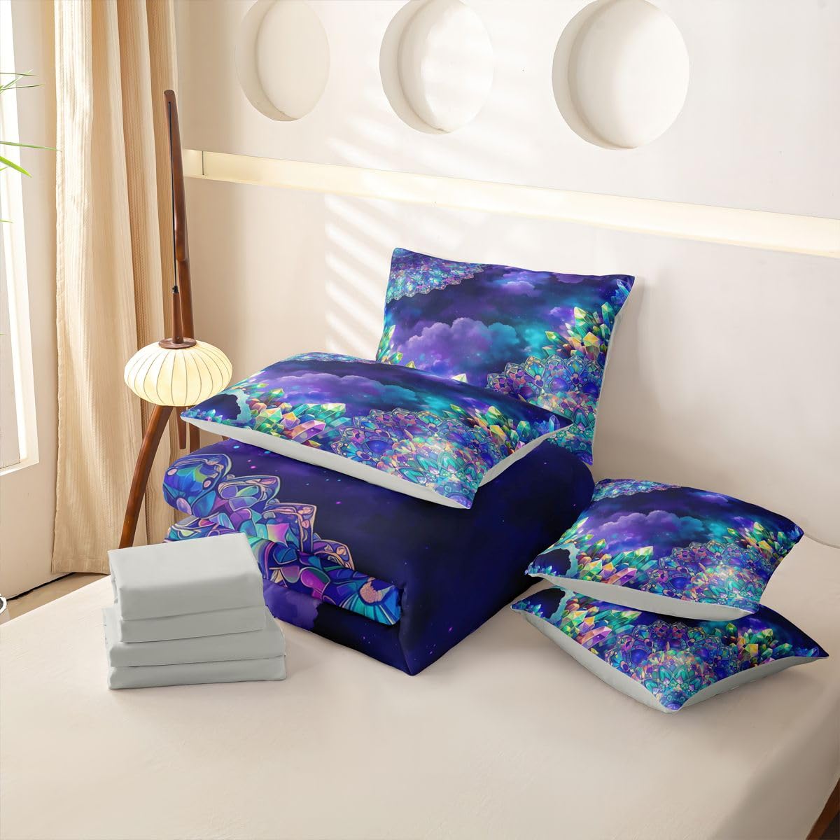 Homewish Bunter Kristall Bettwäsche Set 220x240cm 7tlg
