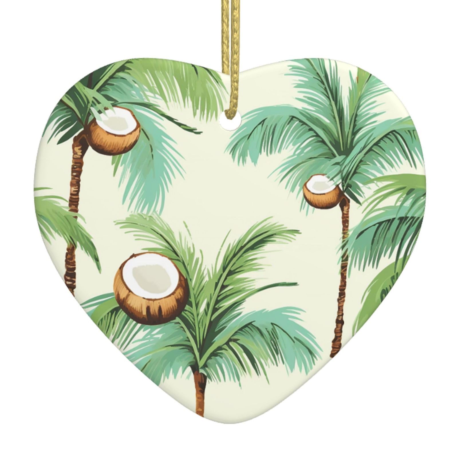 Fodpand Women's White Summer Coconut Tree Christmas Ornaments 2025, Gift Exchange For Men, Collectible Ceramic Ornament Heart Hanging Ornaments For Christmas Tree Decoration