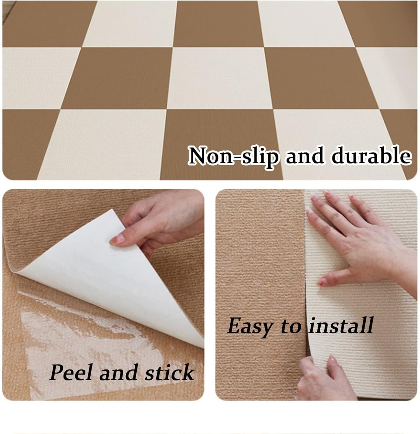 Dalles de Moquette Auto-adhésives for la Maison, 11,8x11,8 Pouces, à décoller et à Coller, lavables, faciles à bricoler, durables, 48 ​​pièces(Beige)
