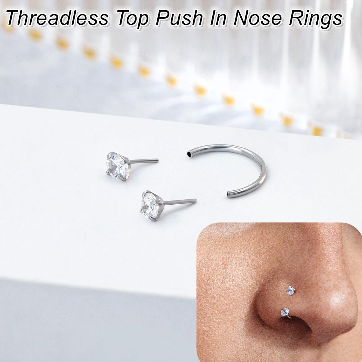 3Pcs 20g Horseshoe Nose Rings for Women, 316L Stainless Steel Threadless Lip Septum Rings Labret Eyebrow Daith Helix Tragus Cartilage Earrings Piercing Jewelry 7mm/8mm/9mm - Image 4