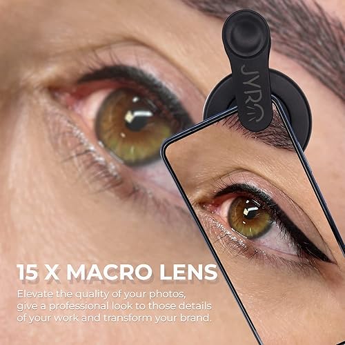 Miniatura 7 de Lente macro para teléfono inteligente iPhoneAndroid, zoom de 15x con anillo de luz LED integrado, efecto ajustable para fotografía de teléfono, clip