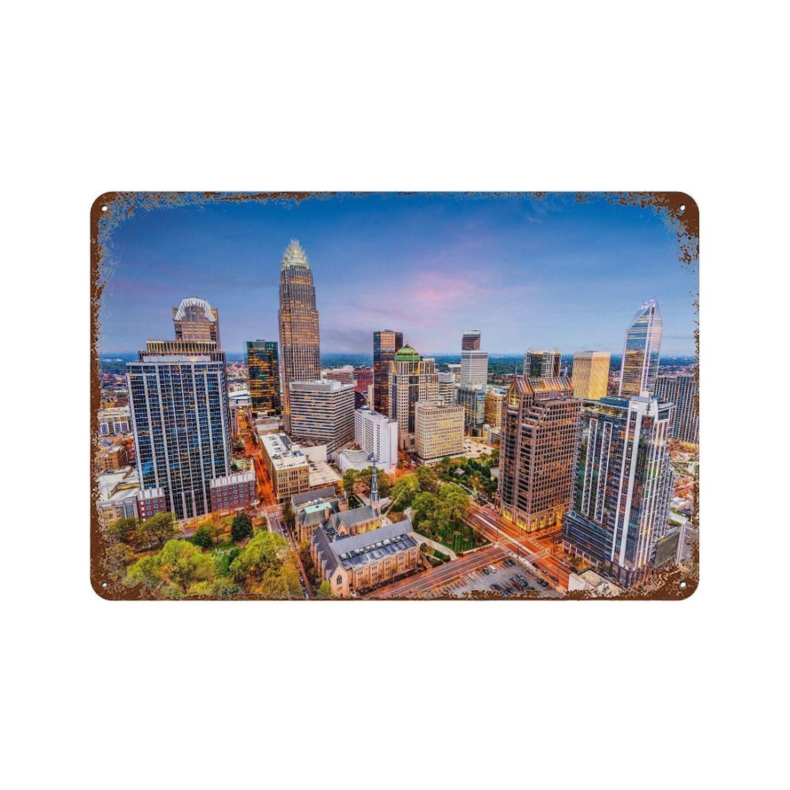 xiaoxiaoshen Real Photo Charlotte North Carolina Wall Decor Art Metal Tin Poster Modern Home Decor Art Home Bar Shop Decorations Vintage Sign 20x30cm