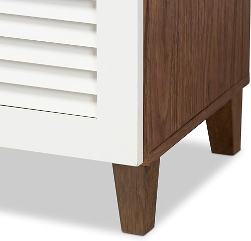 Miniatura 8 de Baxton Studio Zapateros, Blanco/Nogal