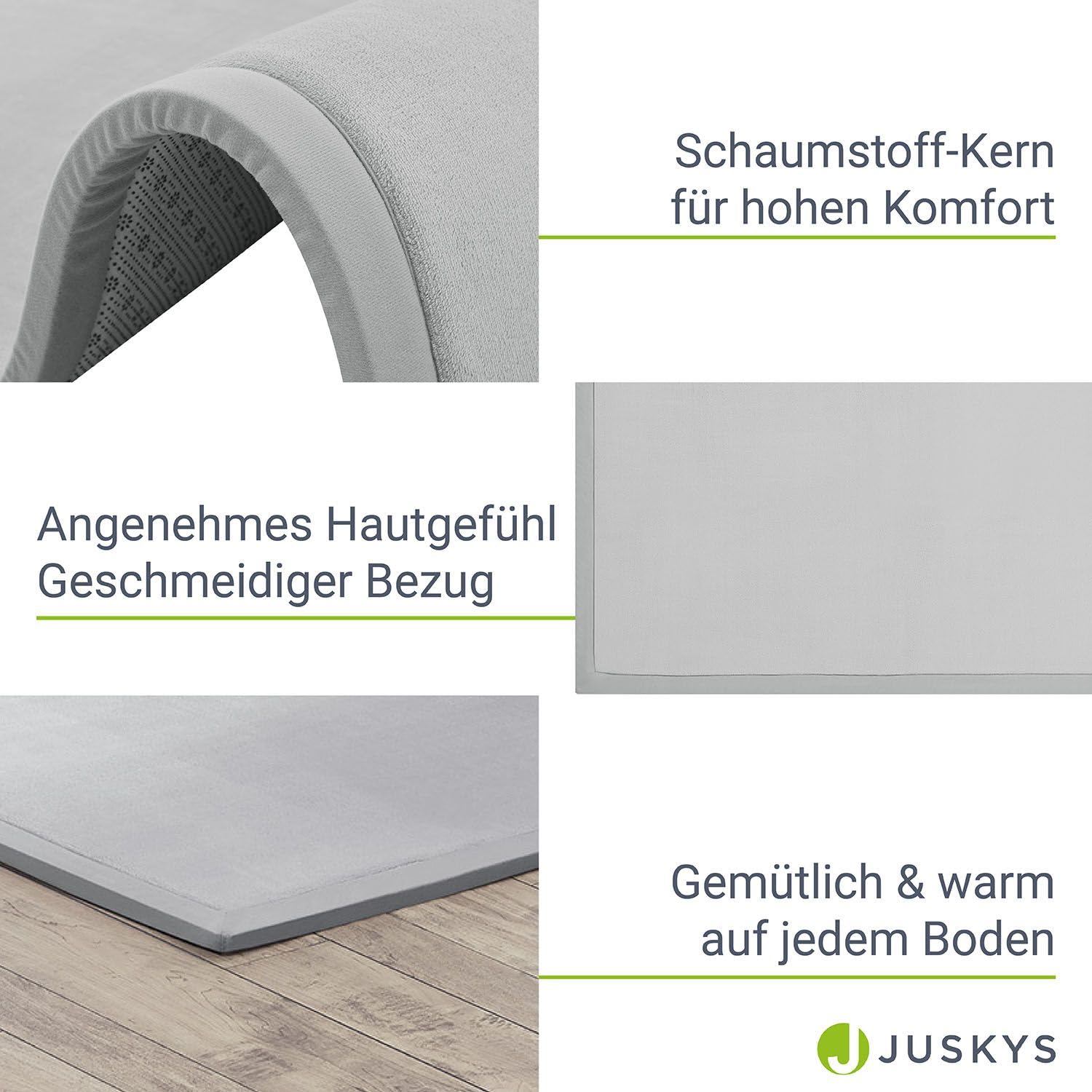 Juskys tappeto morbido e antiscivolo da 180x120 cm per gattonare, ideale per bambino, neonato, yoga – Grigio