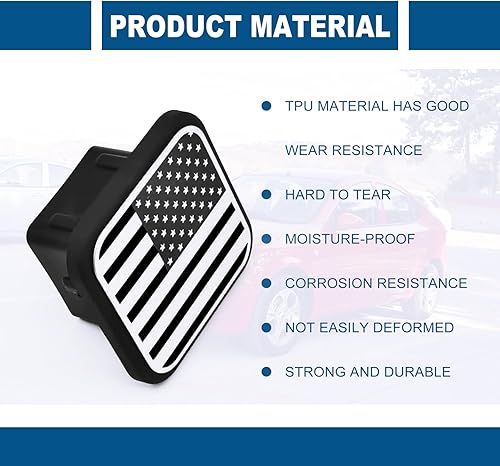 Miniatura 10 de 1 enchufe a prueba de polvo para gancho de remolque, cubierta de tubo de enganche de remolque con bandera estadounidense de Estados Unidos, cubierta