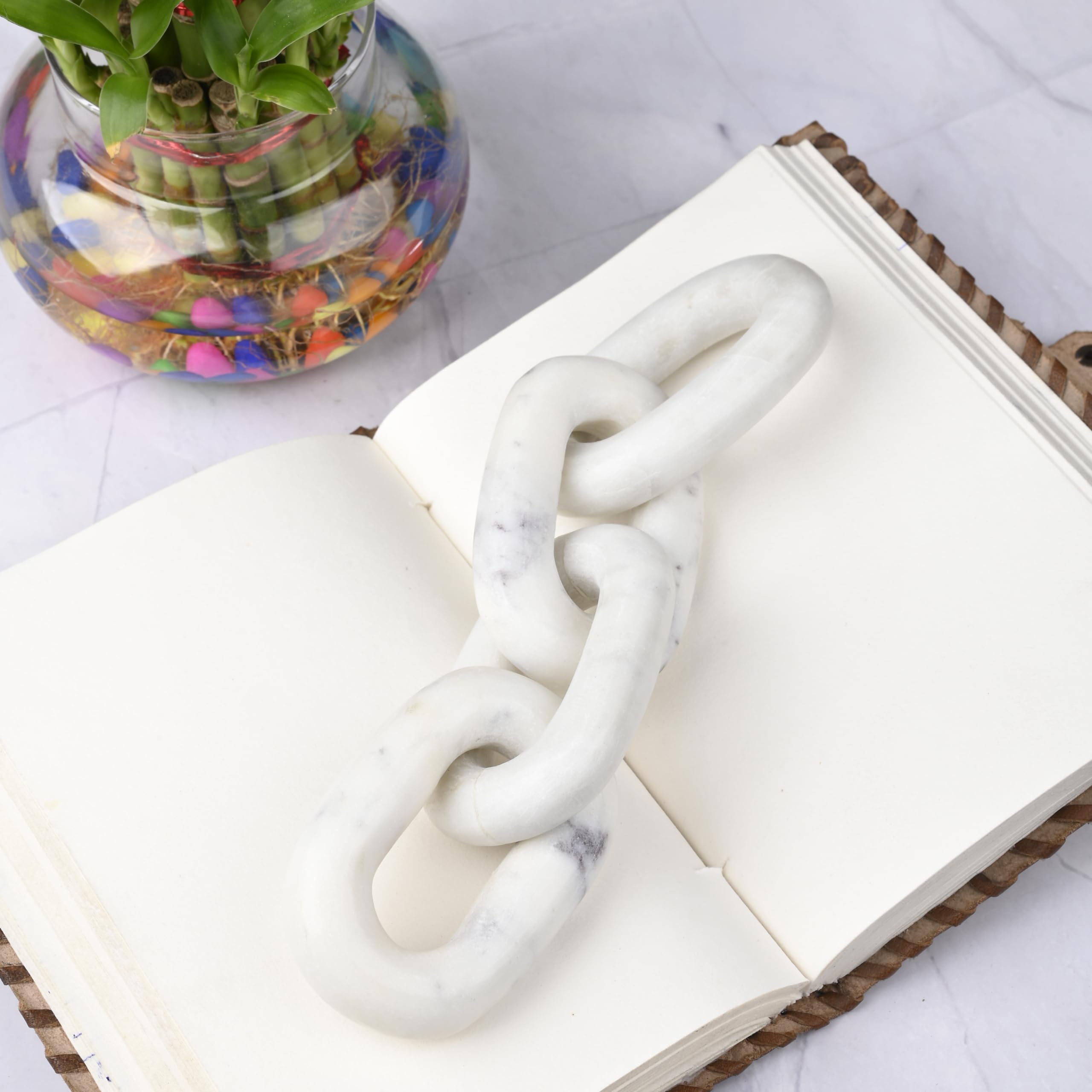 SAUDEEP INDIA Elegant Marble Chain Link Knot- Modern Coffee Table Decor Items- Bookshelf Home Decor, Table Decorations for Living Room or Office (4 Knot)-image-11
