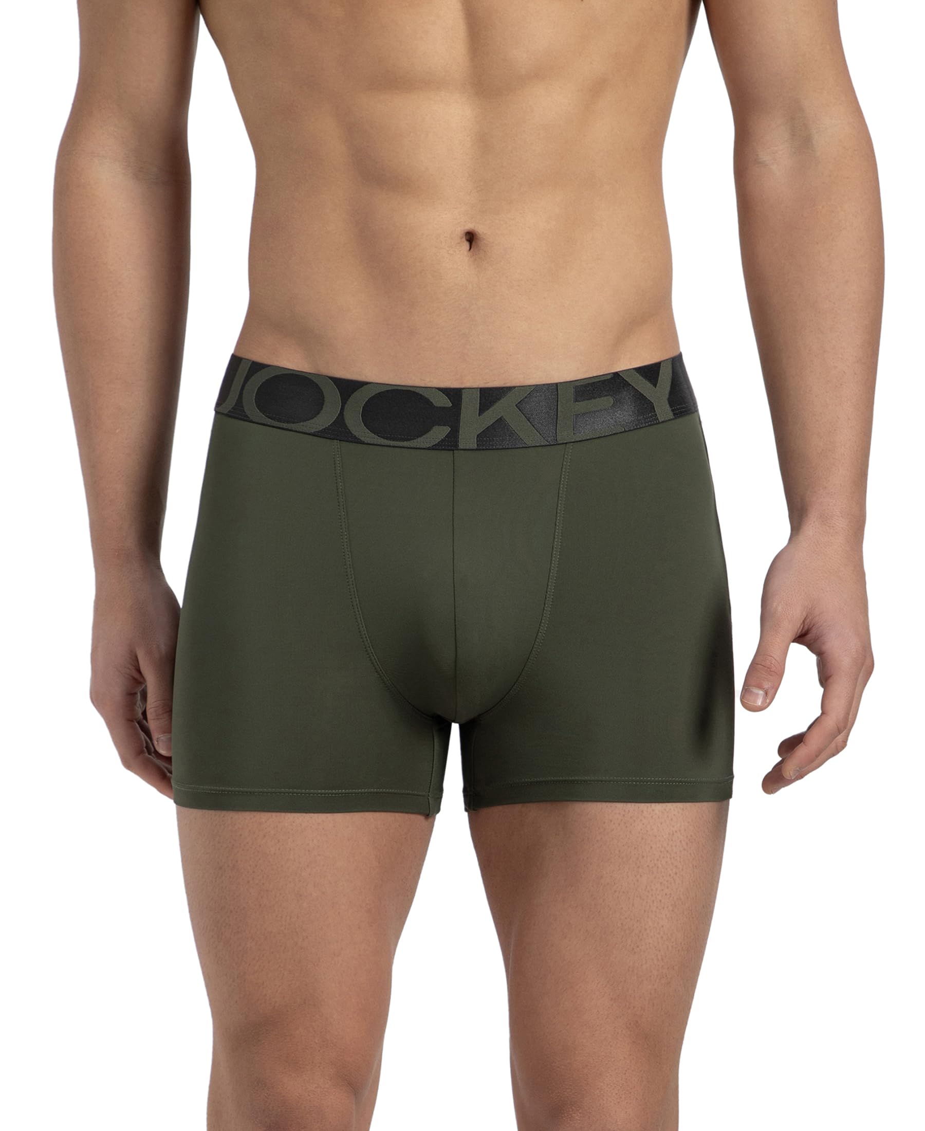 Jockey IC28 Men's Tactel Microfiber Elastane Stretch Solid Trunk with Moisture Move Properties_Thyme_XL