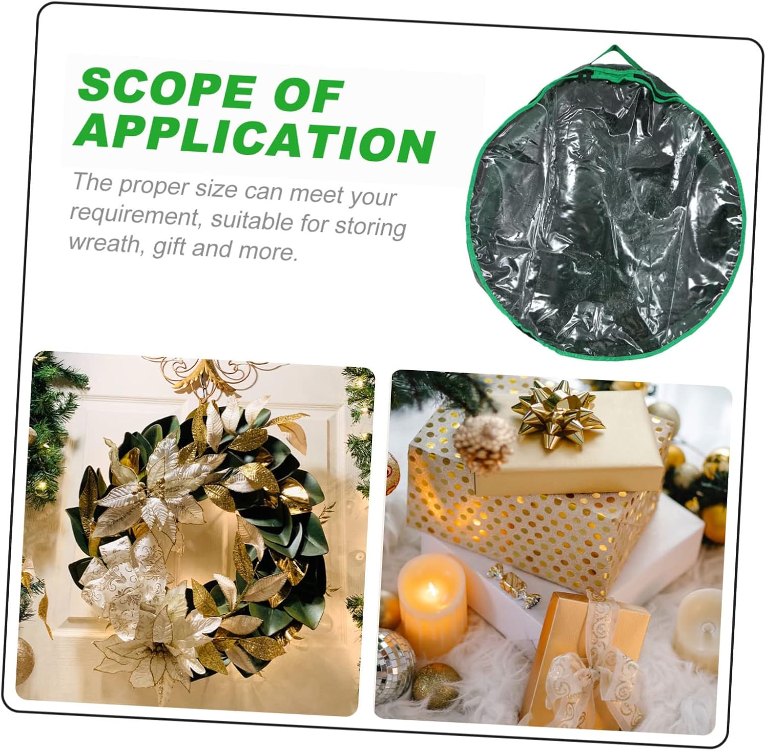 Levemolo 1pc Christmas Wreath Storage Bag with Clear Window Storage Container for Holiday Decor Packing Bag for Wedding Party Supplies