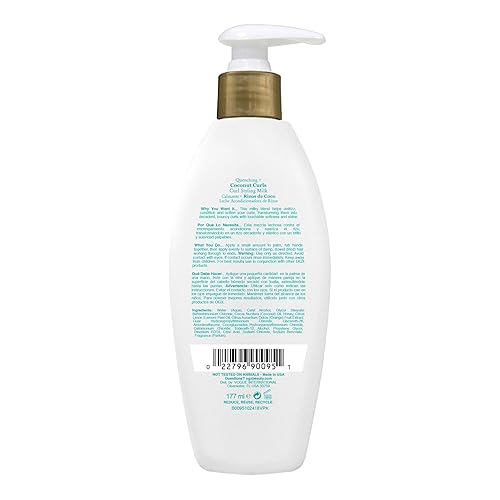 Miniatura 9 de OGX Quenching  Rizos de coco que desafían el encrespamiento tratamiento nutritivo para el cabello sin enjuague con aceite de coco aceite cítrico y