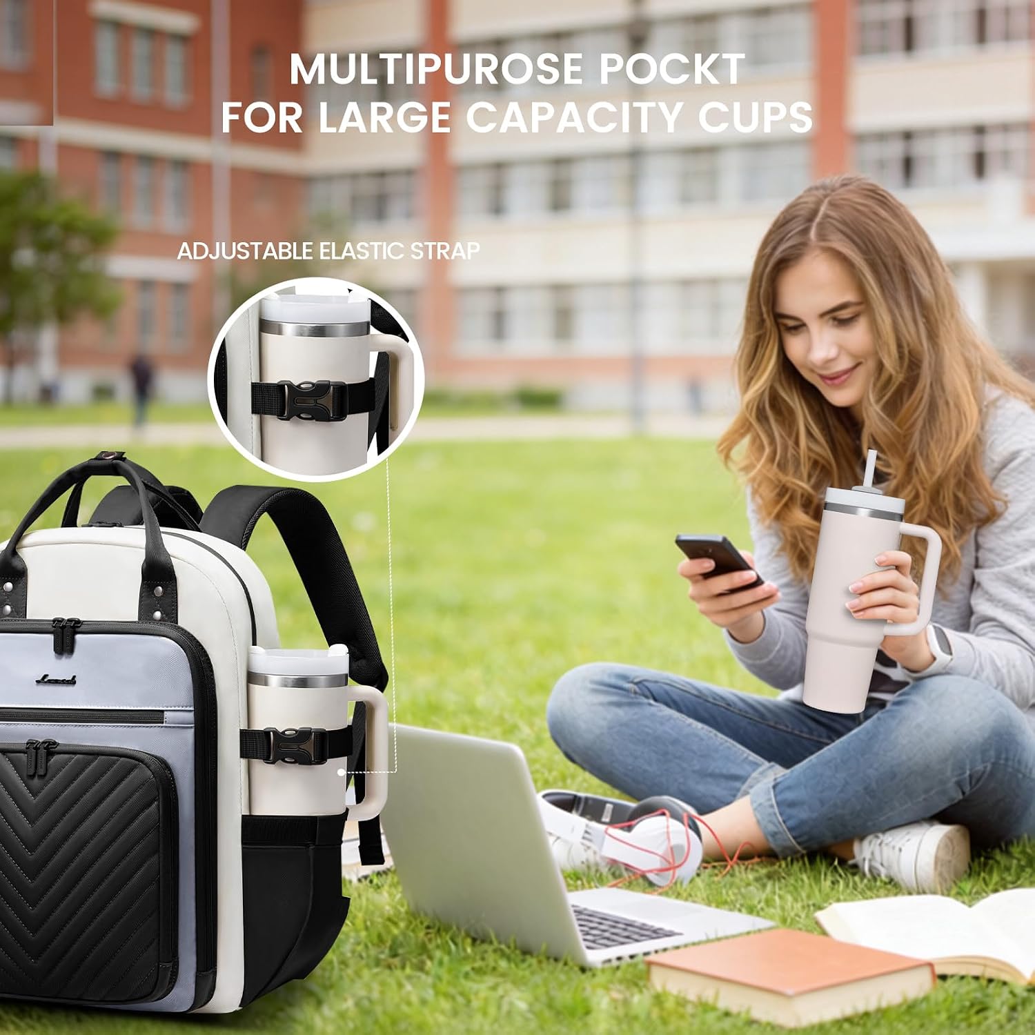 LOVEVOOK Laptop Backpack for Women, Water Resistant Travel Work Backpacks Purse Stylish Business Teacher Nurse Computer image 2