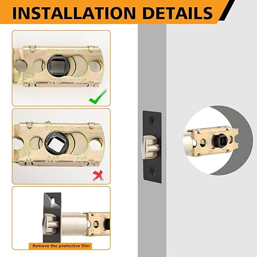 Miniatura 7 de Pestillo de puerta ajustable de 2-38 pulgadas (2.362 in) o 2-34 pulgadas (2.756 in), ángulo de giro de 45, pieza de repuesto universal para