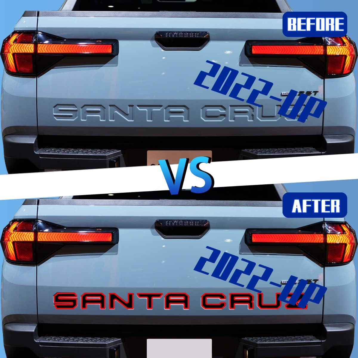 Tailgate Insert Letters Compatible for 2022 2023 Santa Cruz 3M Adhesive & 3D Raised Tailgate Decal Letters (Gloss Black with Red Outline) image 5