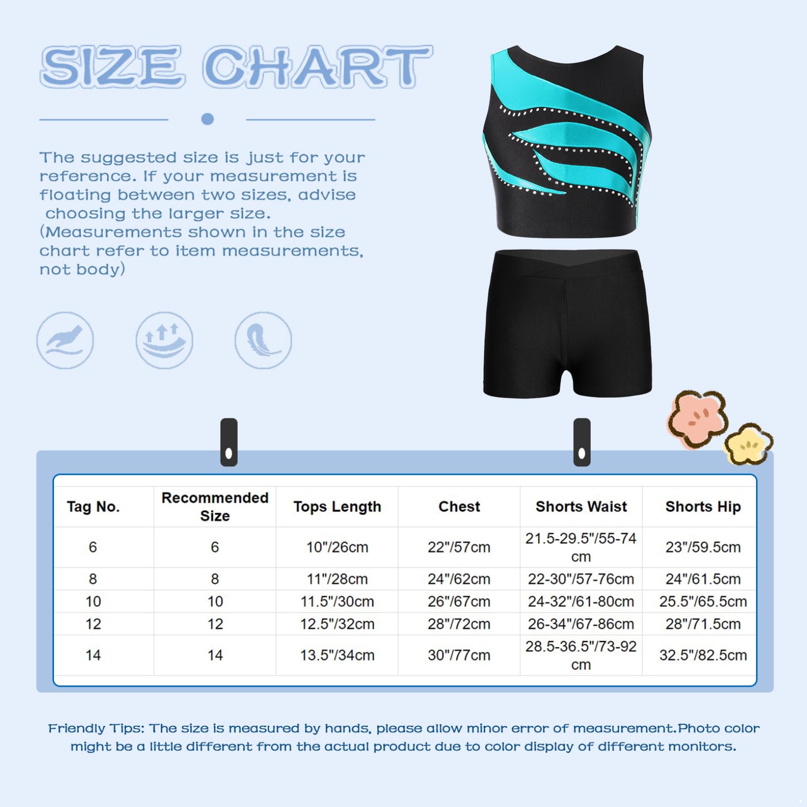 Freebily Tuta Ginnastica Artistica Bambina Crop Top Canottiera Stringer Ragazza Pantaloncini Vita Bassa Elastica Leggins Corti Sportivi Fitness Completo Danza Moderna