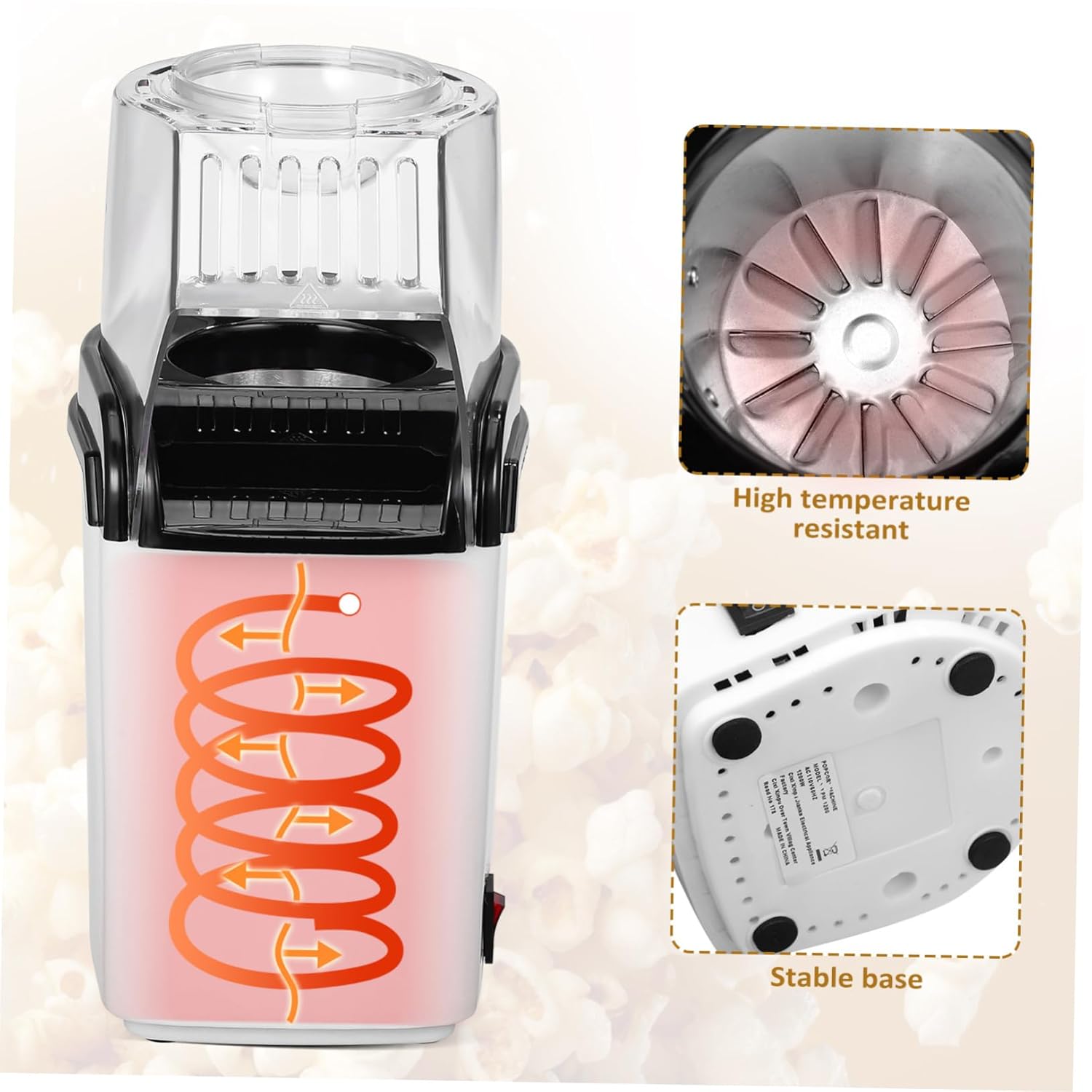 Popcorn Maker Alternative Air Popcorn Machine Easy Operation Compact Size