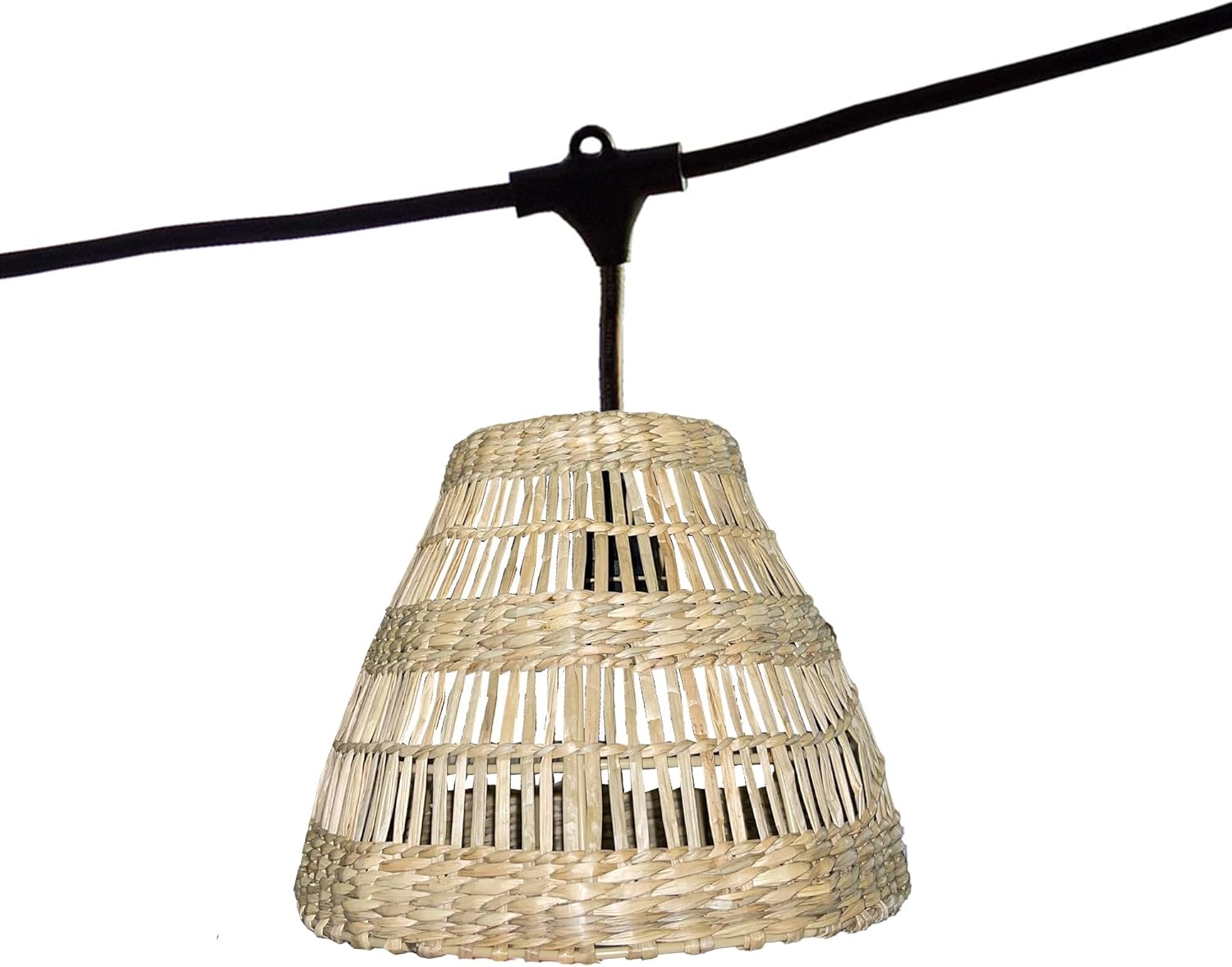TESSA LIGHT Outdoor Fairy Lights with Grass Shade Navy Boho 7 Bulbs E27 LED Warm White 6 m