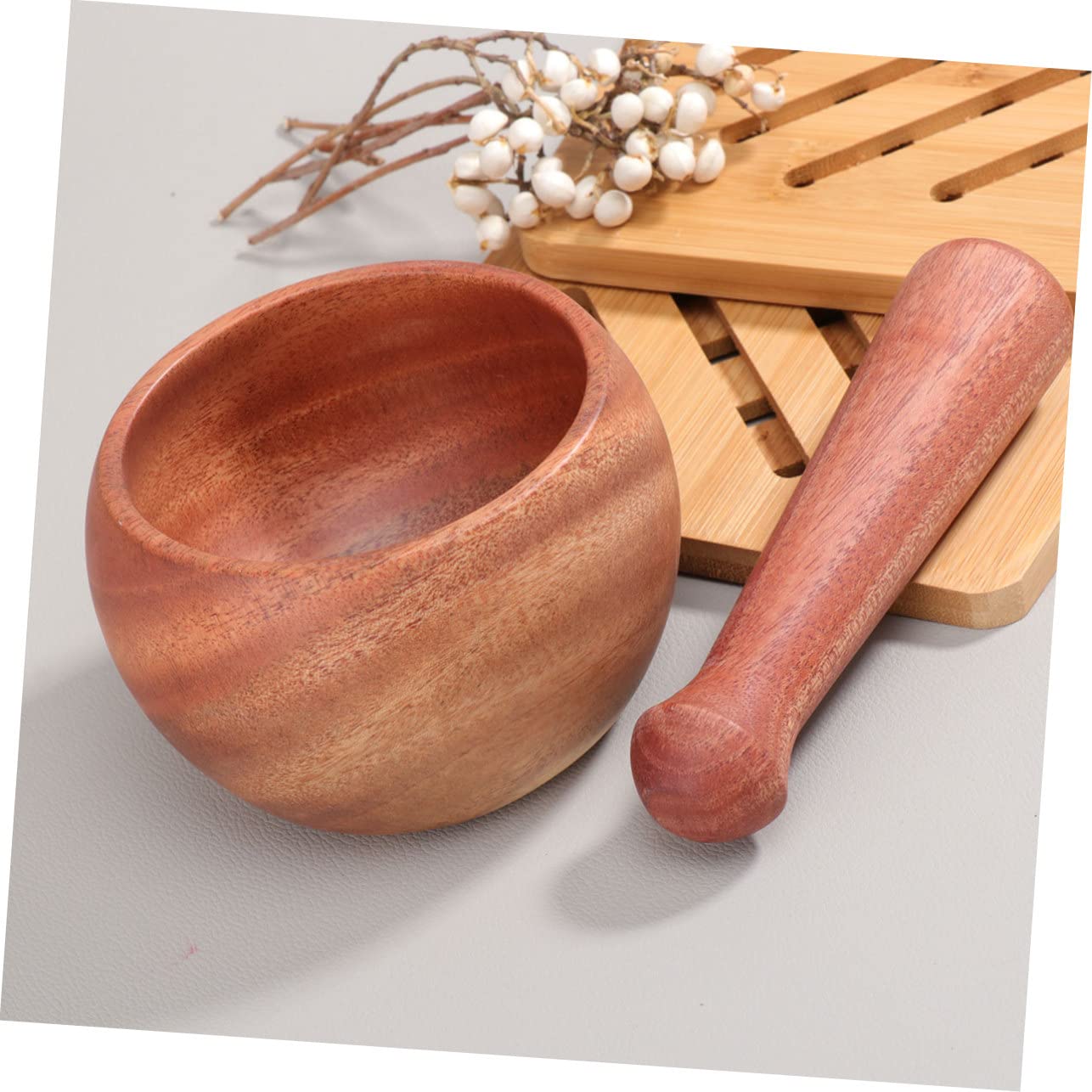 COLLBATH Handgefertigter Knoblauchstampfer mit Sockelschale Einfacher Gewürzmühle und Leicht zu Reinigen als Küchenutensil für Haushalt