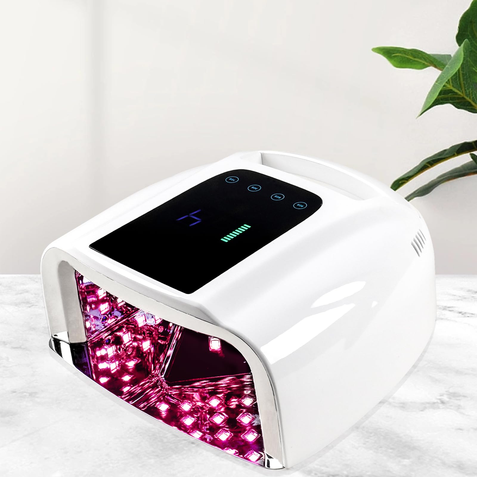 UV Lamps for Gel Nails, 96W Rechargeable Nail Lamp UV LED Nail Lamp, Professional Nail Dryer Portable Nail Light for Nails with LCD Display Auto Sensor for Nail Salon Home Use (White)