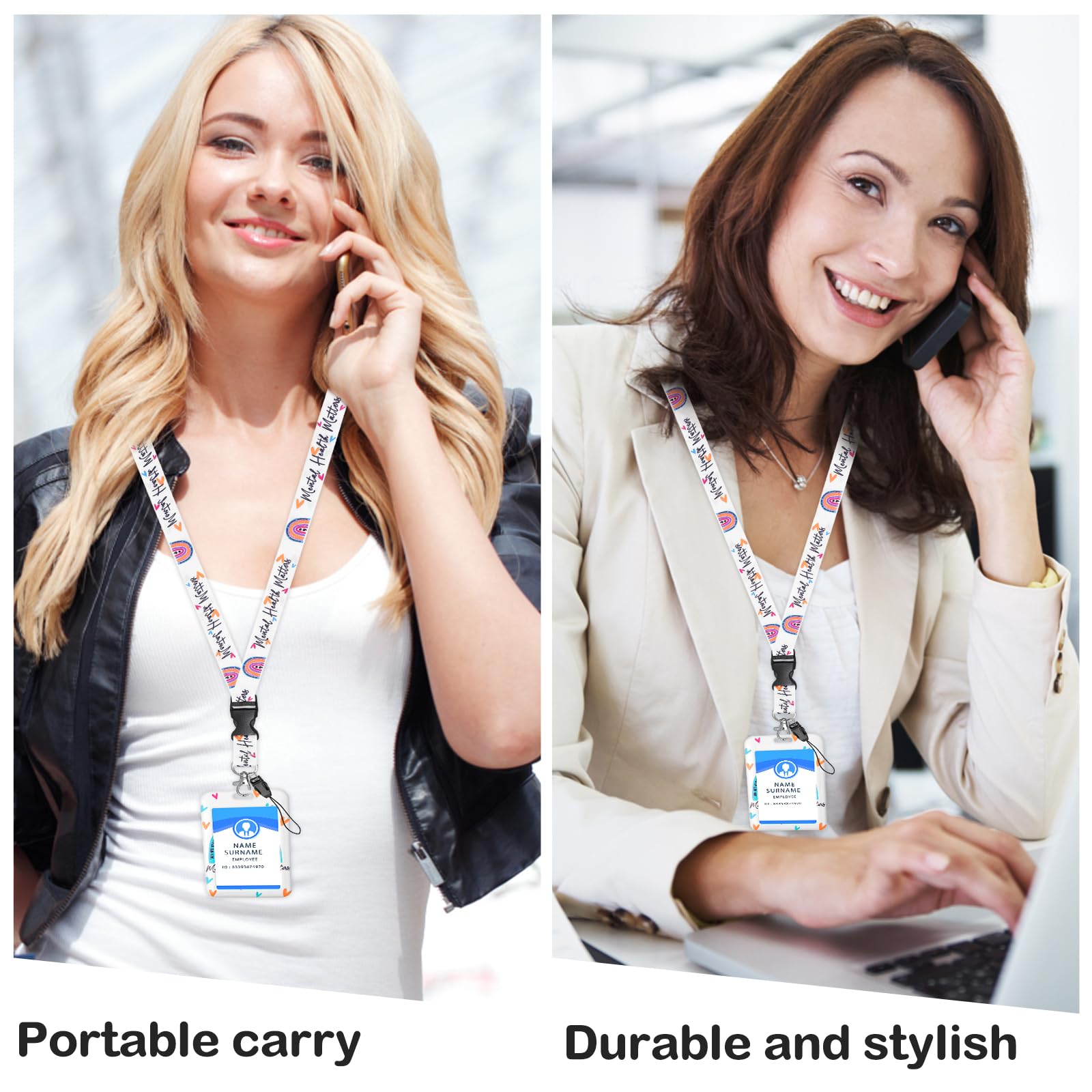 Lanyard Set Mit Kartenhülle - Transparenter Ausweishalter Mit Schlüsselband Boho Regenbogen Design