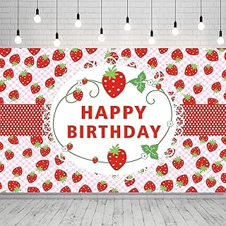 Happy Birthday Backdrop Pink Red Strawberry Lace Little Princess Girls Birthday Theme Party Decorations Strawberry Happy Birthday Backdrop Banner Props