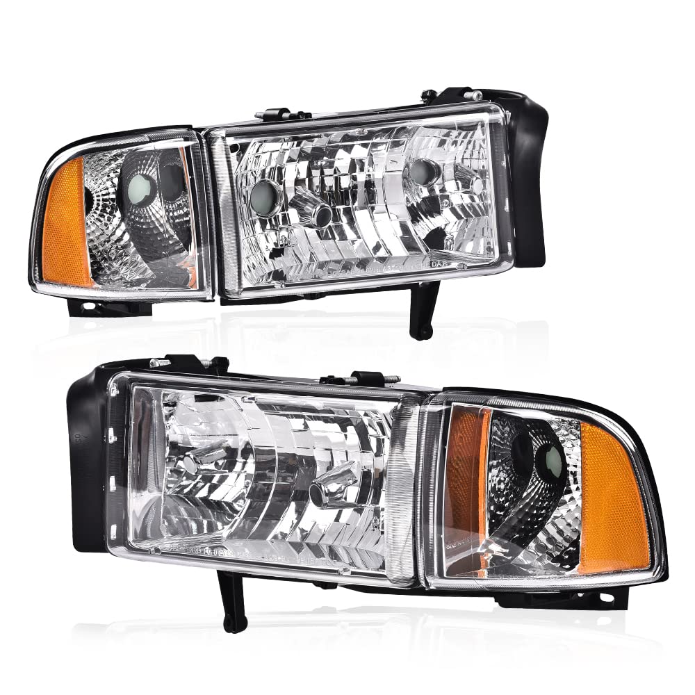 GRAND ORANGE Headlights Assembly, Fit Dodge Ram 1500 2500 3500 1994-2002
