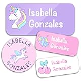 Personalized Waterproof Name Labels for Kids | Optional Packs 50, 150, 230 Labels | Custom Name Stickers for Kids' Clothing Tag, Water Bottle, Lunch Box, Customize Kid Name Label for Daycare Unicorn