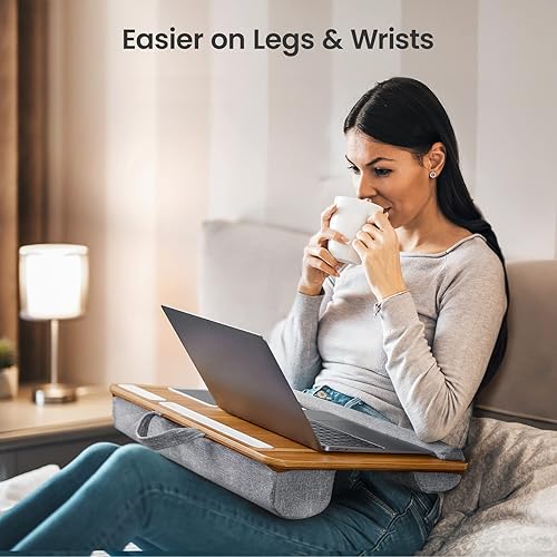 Miniatura 2 de Totnz Escritorio de regazo, escritorio para computadora portátil de oficina en casa, se adapta a portátiles de hasta 17 pulgadas con alfombrilla