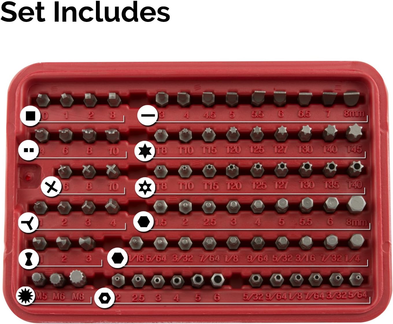 NEIKO 10048A Security Bit Set |100-Piece Set | Cr-V Steel | 1/4-inch Adapters | Phillips | Slotted | Hex | Torx Star | Tamperproof | Pozi | Square | Spanner | Torque | Tri-Wing | Clutch | Spline | Wing Nut - Mechanics Tool Sets - 