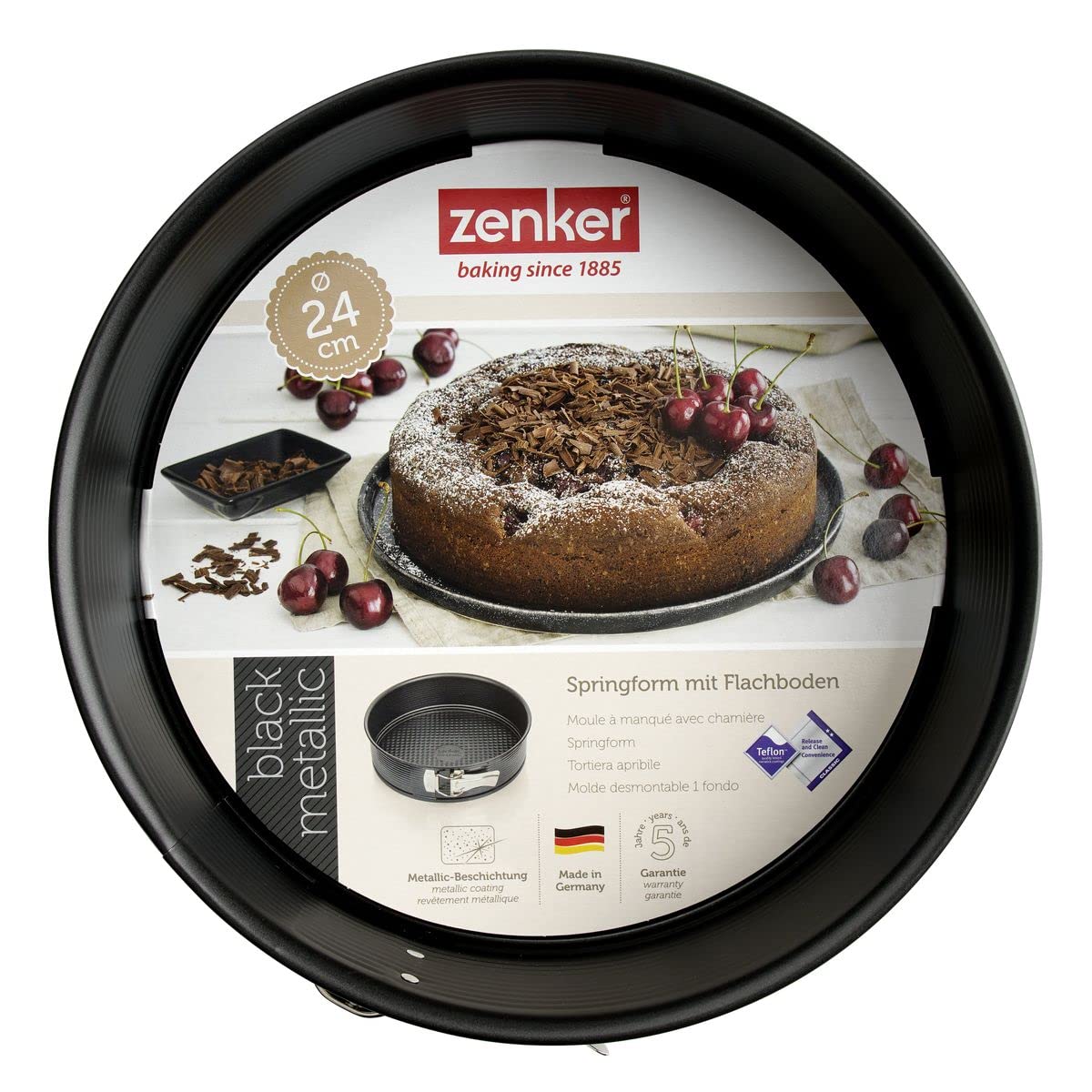 Zenker Molde desmontable 24 cm antiadherente redondo base plana negro