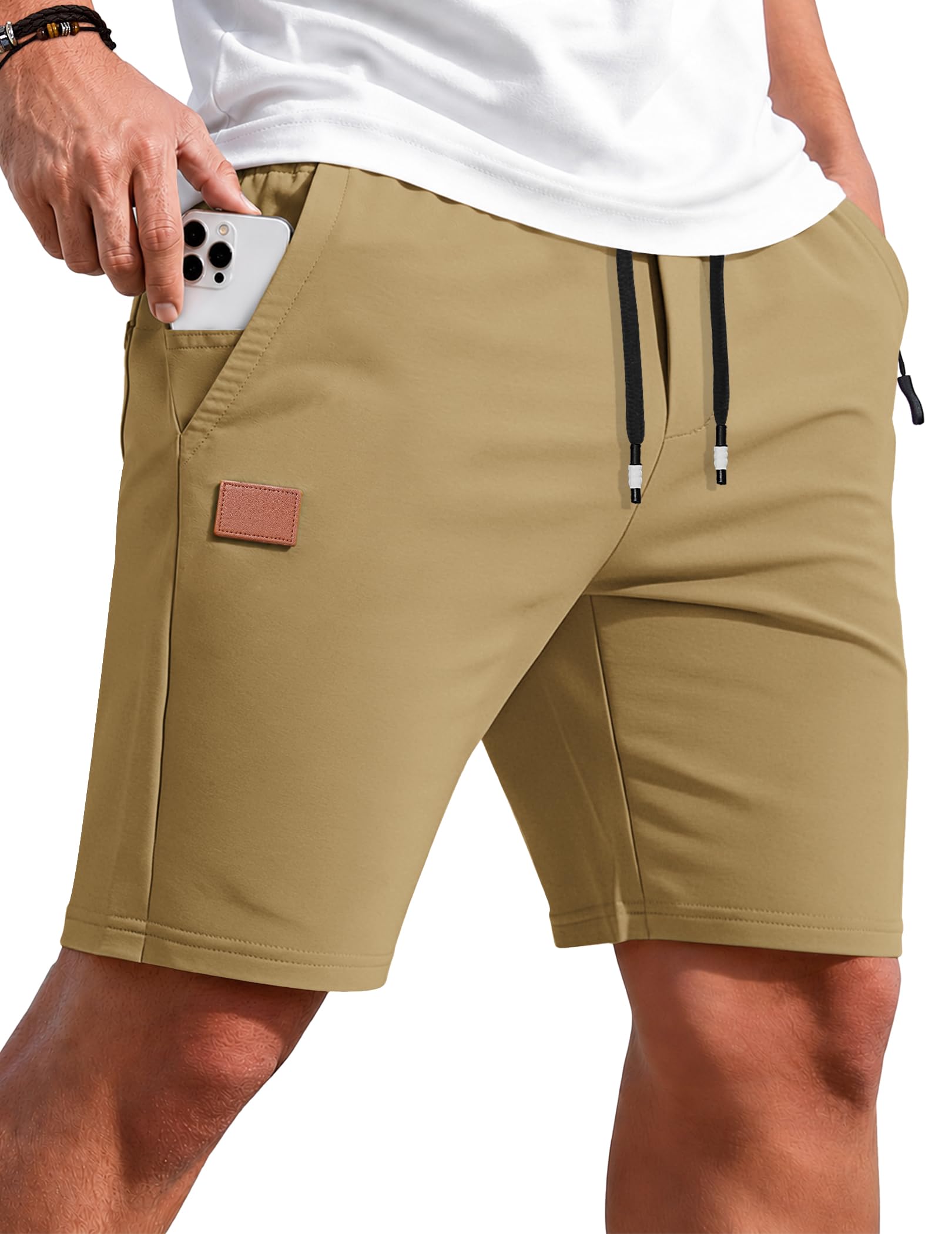 TARAINYA Sporthose Herren Kurz Zipper Baumwolle Kurze Hosen Shorts Sommer Sport Elastische Taille Kordelzug Stretch Mit Taschen
