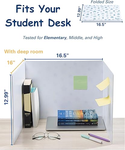 Miniatura 3 de Super Stars - Carpetas de privacidad (1 pieza) para estudiantes, plástico borrable duradero, separadores de prueba para el aula, escudos de