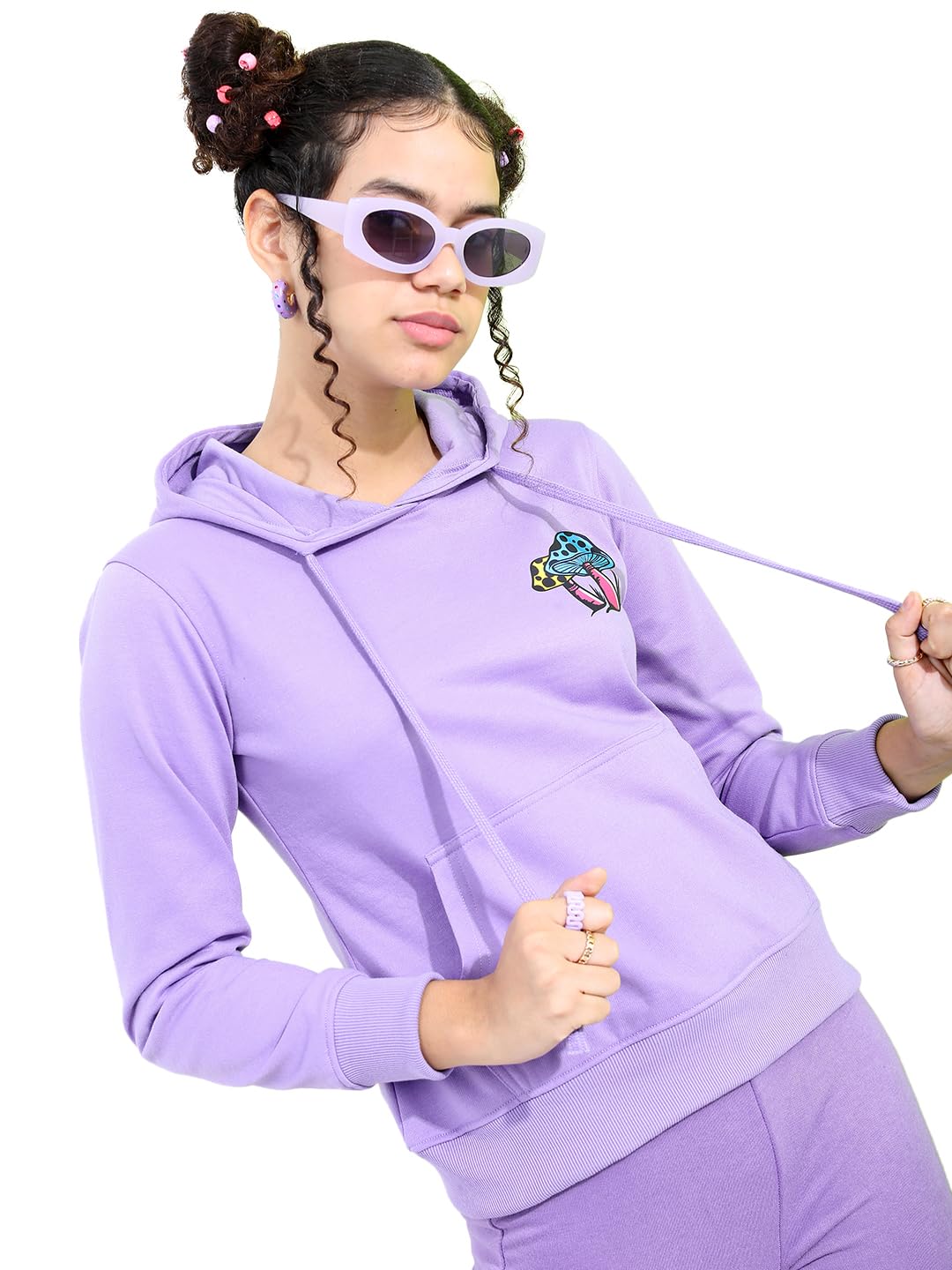Tokyo TALKIES Women Regular Full Sleeve Hooded Sweatshirt TTSS000919 Purple M-picture-21