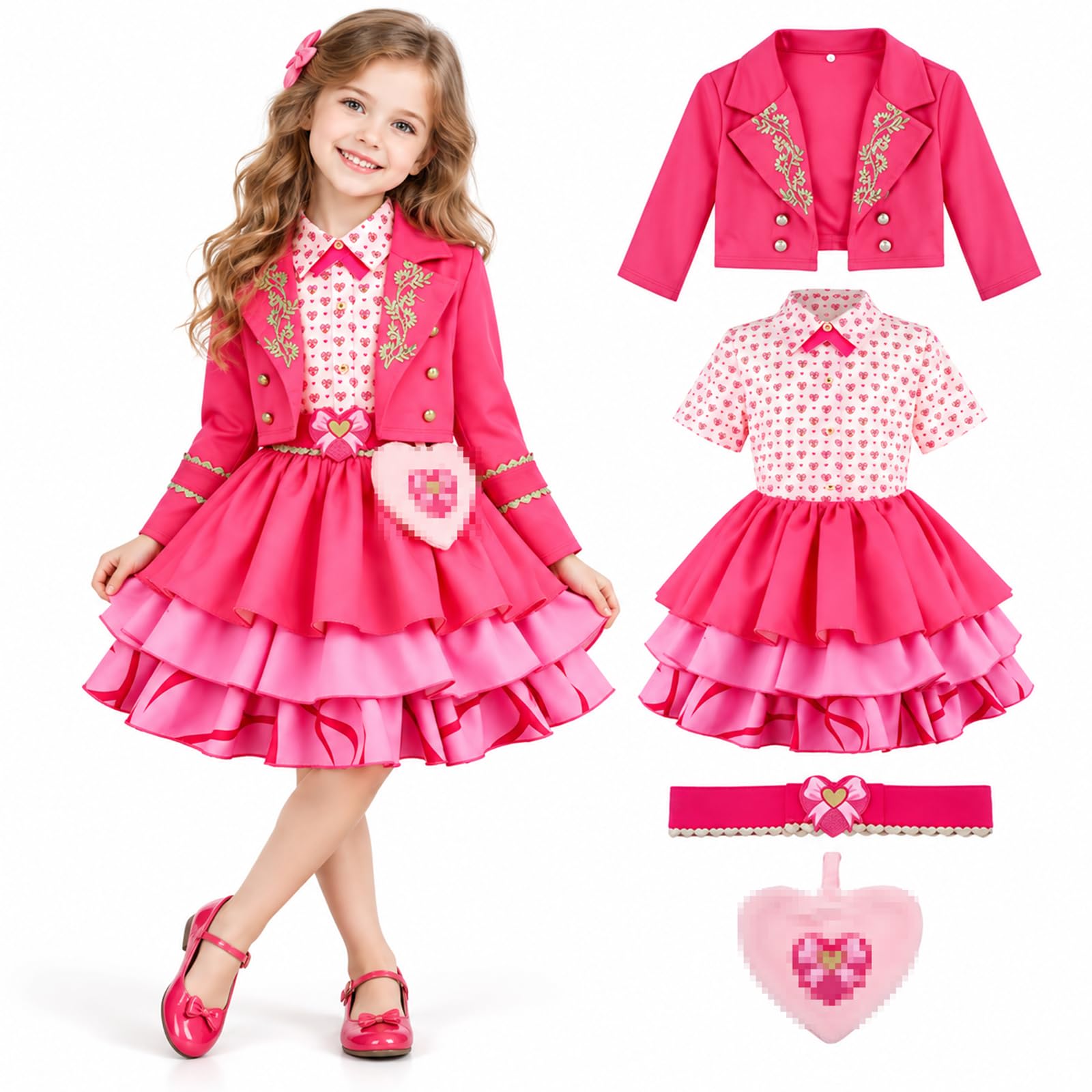 Wonderland Prinzessin Kostüm Mädchen Rosa Kleid Halloween Cosplay