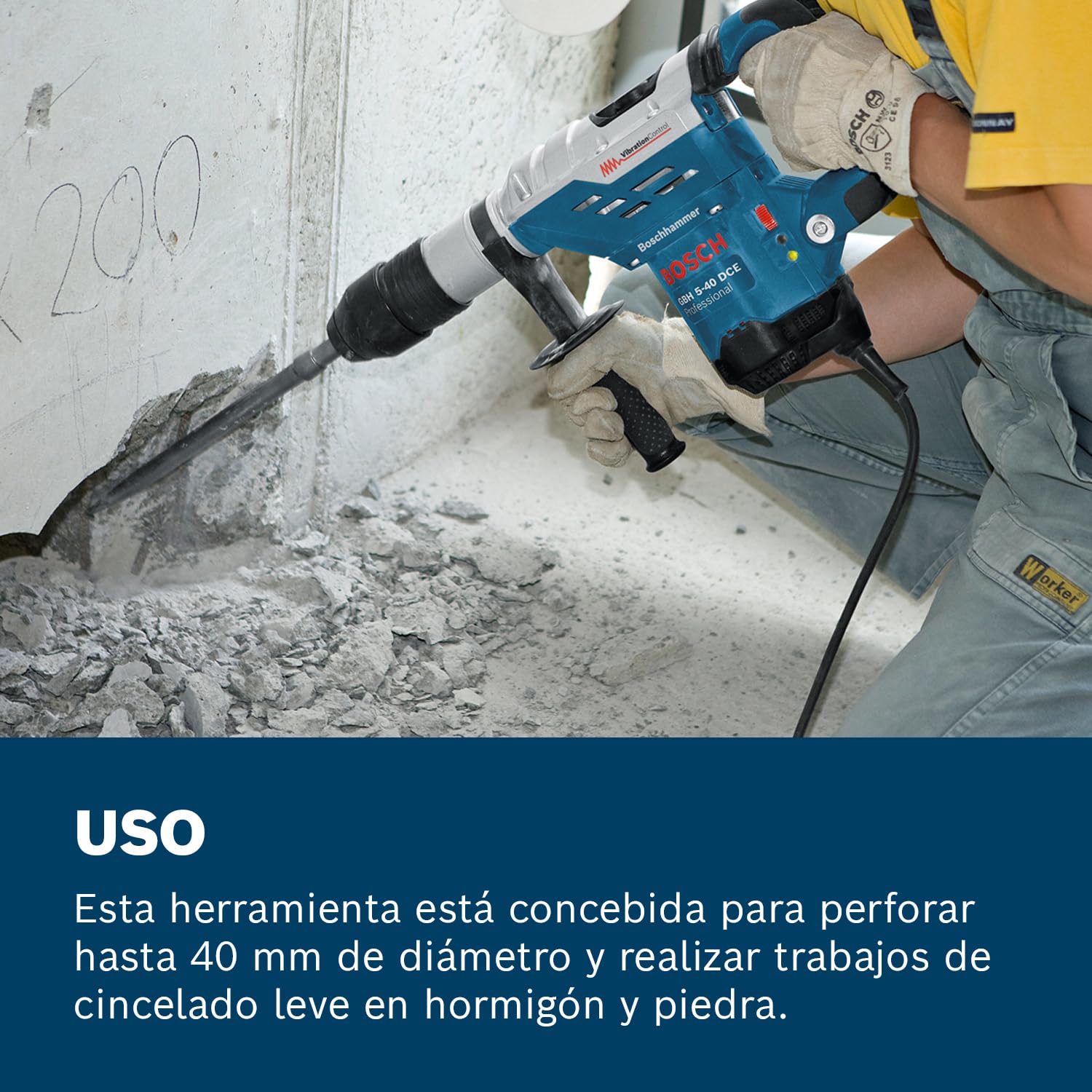 Bosch Professional martillo perforador GBH 5-40 DCE (SDS plus incl. empuñadura auxiliar, maletín)