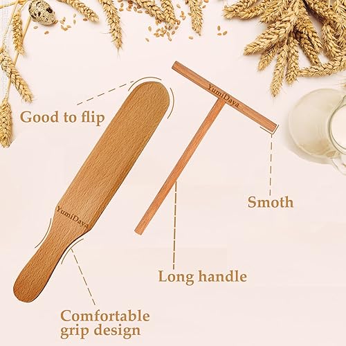 Miniatura 6 de Juego de espátula y espátula para crepé, tamaños convenientes para adaptarse a cualquier máquina de sartén, juego de espátulas de madera 100%