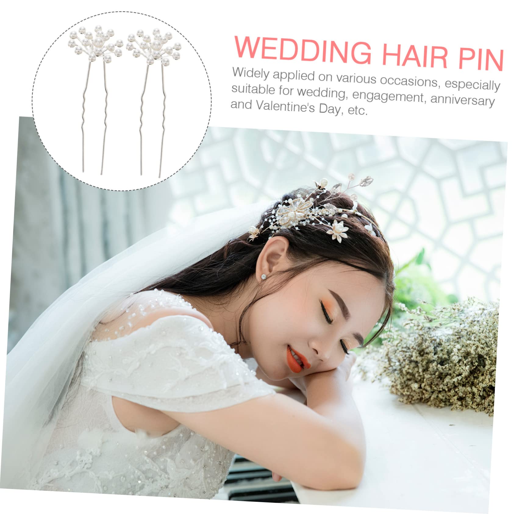 POPETPOP 80piezas Horquillas Para Novia Gypsophila Accesorios De Pelo Para Bodas u Shaped Hairpin Elegante Adornos Para Eventos Especiales y Fiesta