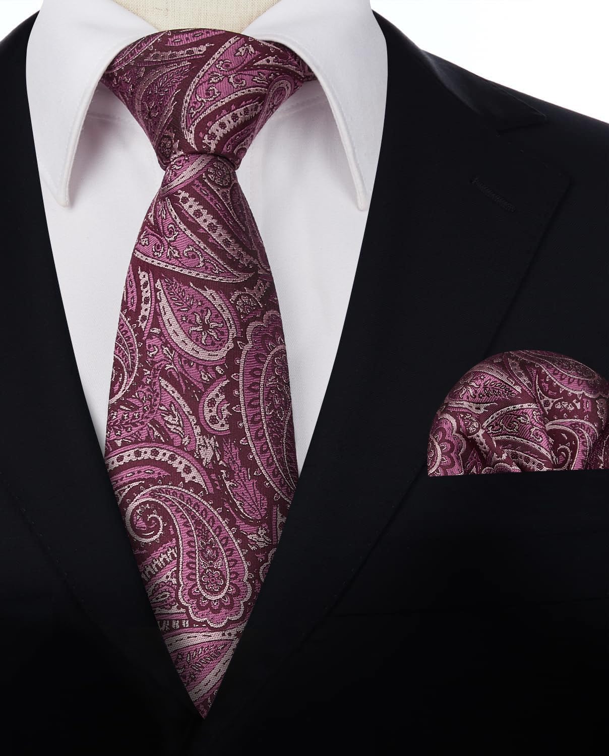 HISDERN Mens Ties Paisley Tie and Pocket Square Woven Classic Floral Mens Necktie Handkerchief Set for Wedding Party - Image 3