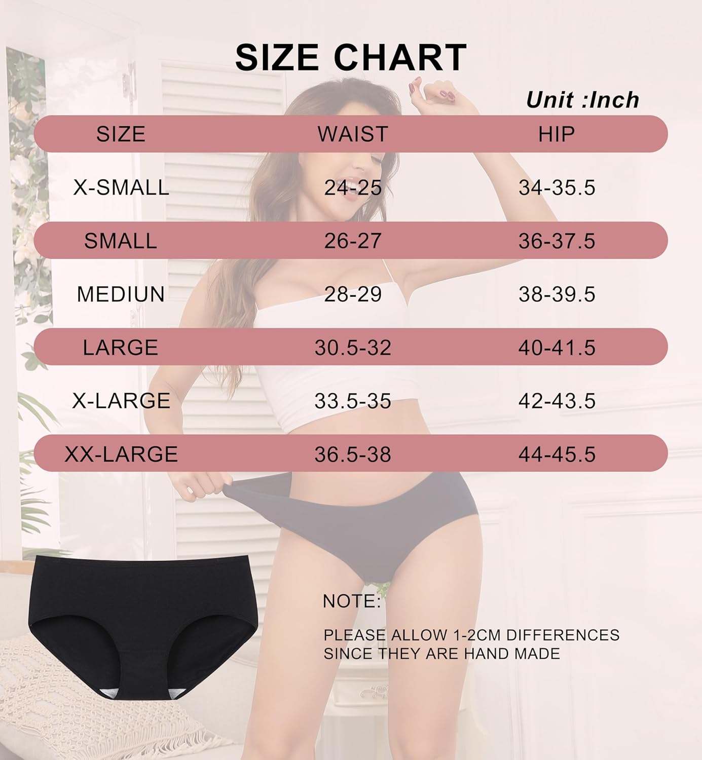 Women's Underwear Cotton Mid Rise Hipsters Full Coverage Panties Breathable Ladies Underwear 6 Pack - Image 7