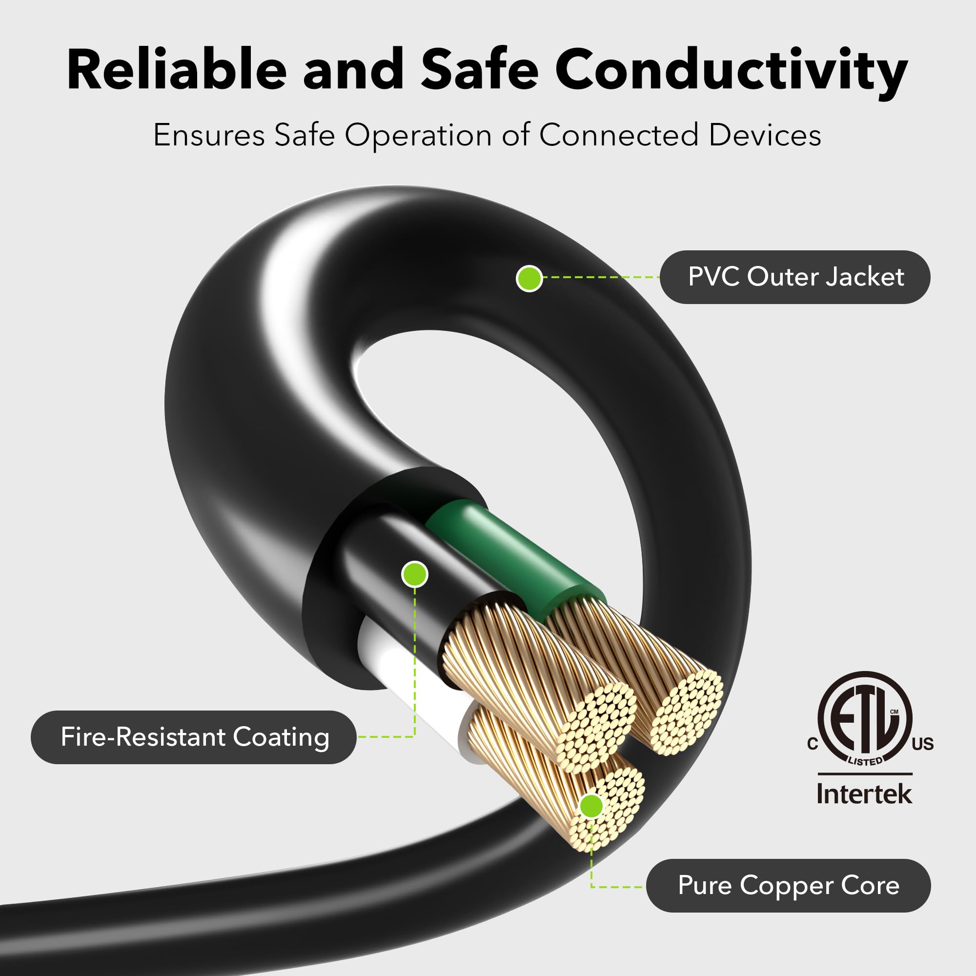 BN-LINK - Cable de extensión de 8 pies para interiores y exteriores 16/3 SJTW, negro, resistente al agua y a la intemperie, enchufe de tierra de 3 puntas para jardinería y decoración de día festivo,