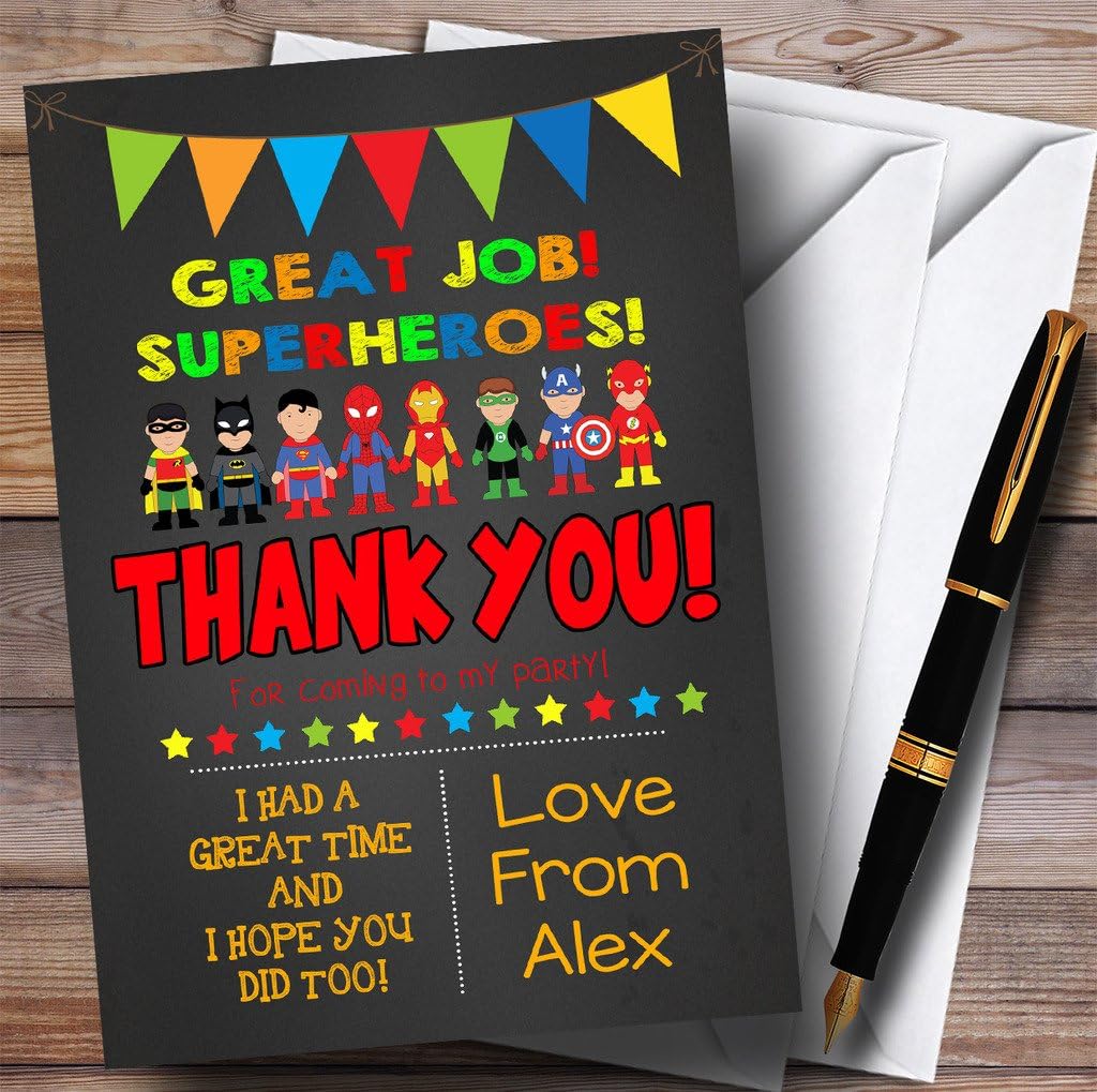 Amazon.com : Chalk Bunting Superhero Party Thank You Cards : Office Products