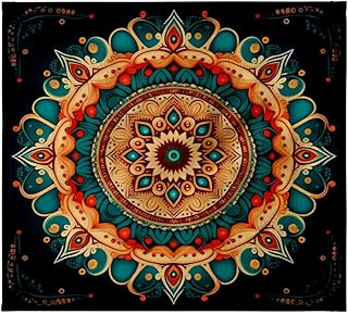 3dRose Orange and Teal Circle Mandala Backgro...