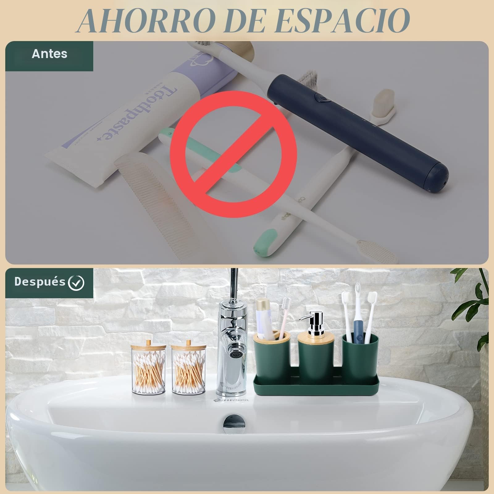 SLDIYWOW Juego de 9 Accesorios de baño Verde Oscuro con Cubo de Basura, Bandeja, dispensador de jabón, Soporte para Cepillo de Dientes, Taza para Cepillo de Dientes, jabonera, Cepillo de Inodoro y