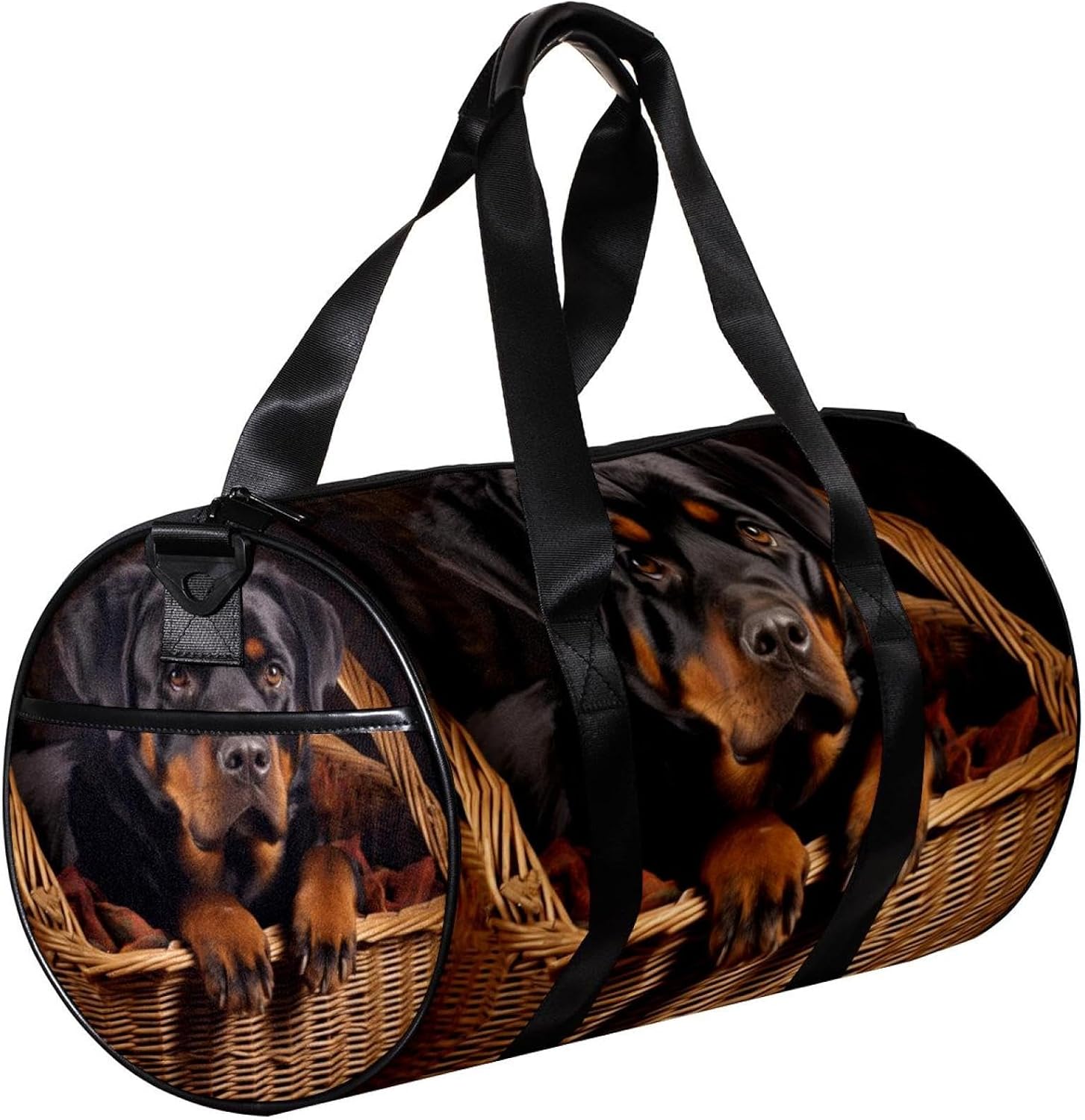 Gym Bags for Women,Duffle Bag for Travel,Basket and Black Dog,Gym Bag for Men