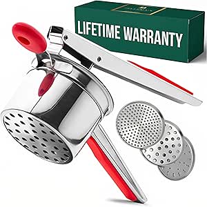 Bellemain Potato Ricer 15 oz with 3 Interchangeable Discs | Mash Potato Masher Stainless Steel, Sweet Potato Masher Kitchen Tool | Spaetzle Maker Press, Khuon Banh Lot, Spaetzle Noodle Maker