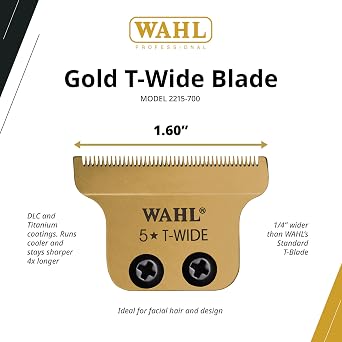 Wahl Professional T-Wide Gold Plated Bladeset, Model 02215-700