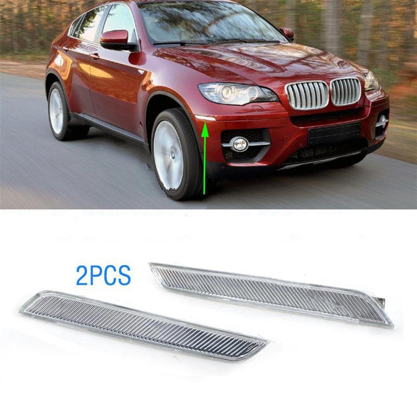 Coppia Di Luci Laterali Paraurti Per BMW X6 (2008-14) E X5M (2010-13) – Indicatori Riflettori In ABS, OE 63147187087/88, Colore Bianco