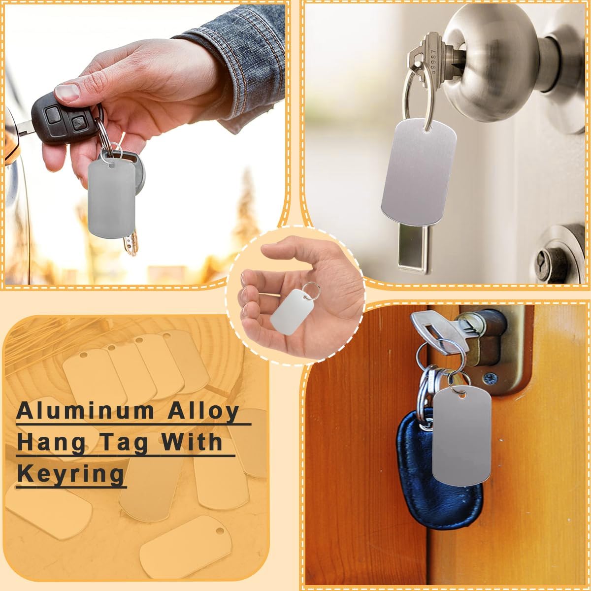 50 Pack Silver Blank Aluminum Label Tags with Hanging Hole, Metal Stamping Tags Blank Set for Double-Sided Stamping and Engraving, DIY Craft Labels - Image 5