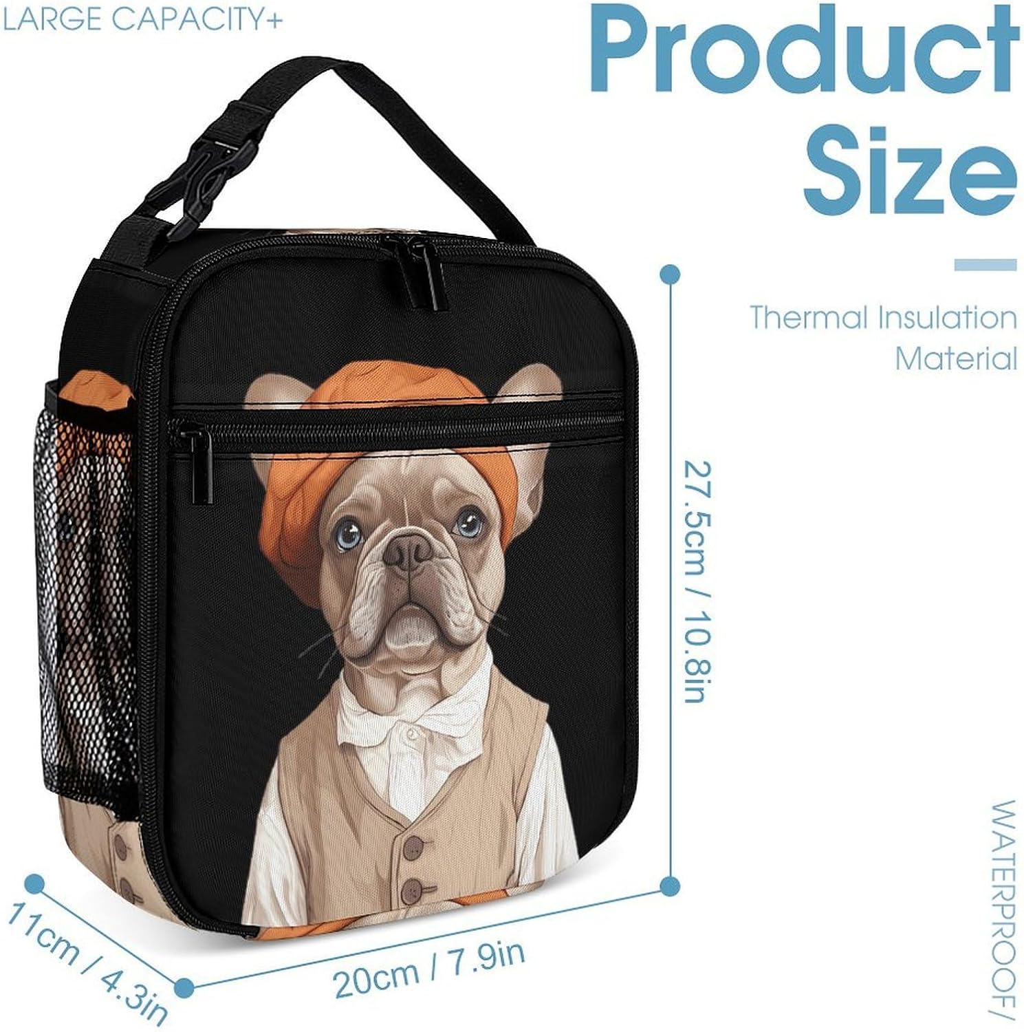 French Bulldog Cute Cute Backpack Sets with Lunch Box And Pencil Case Casual 3Pcs Daypack Set for Women Men image 4