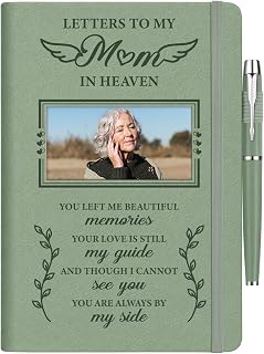 Memorial Gifts For Loss of Mom,Grief Journal for Loss of Mother,200 Pages | Letters To My Mom In Heaven Journal With Photo Slot,Bereavement Sympathy Remembrance Gifts,A5 Green Notebook Set With Pen